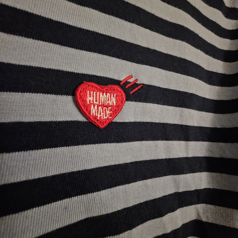 Human Made Blue Striped Long Sleeve Shirt Mens Medium - Picture 2 of 4